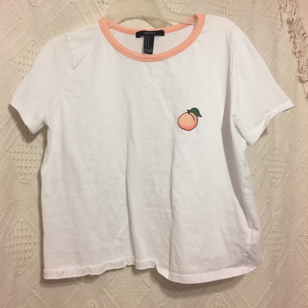 Peach embroidery Ringer Tee